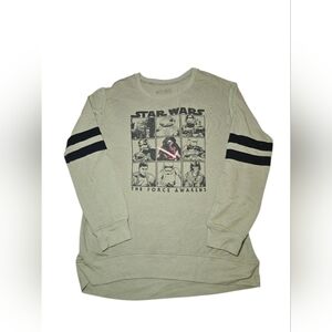 Large Mens Star Wars The Force Awakens Sweatshirt, Green & Black Colors, Used